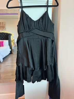 Francesca's Black Satin Romper